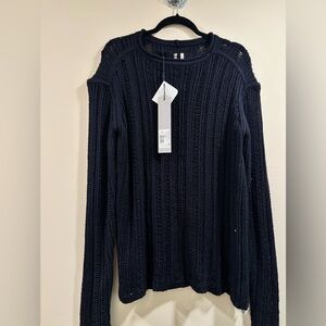 Rick Owens SS18 "Dirt" Black Knit Open-Weave Sweater – XL  Round Neck Sweater